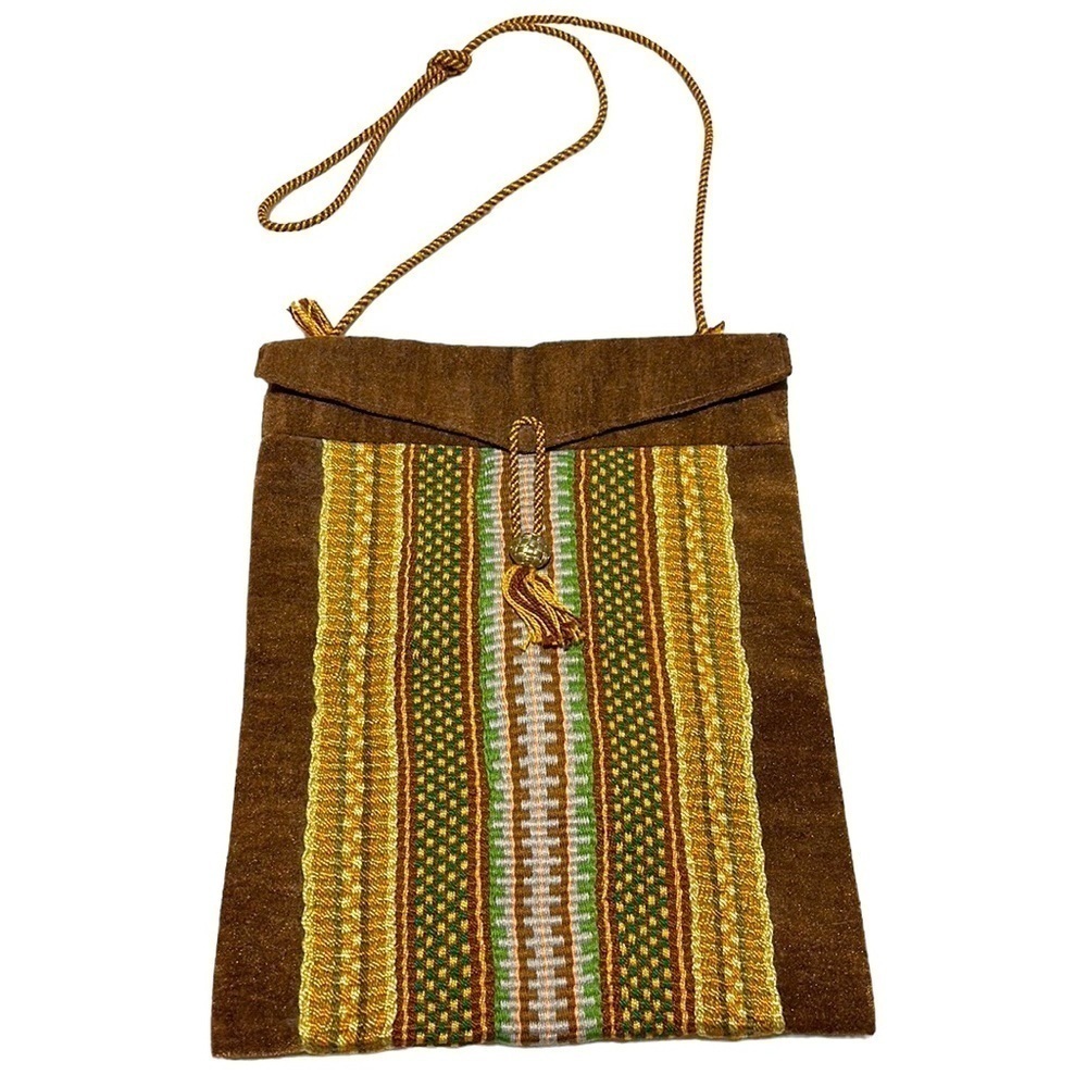 Handcrafted Crossbody Bag Brown/Yellow